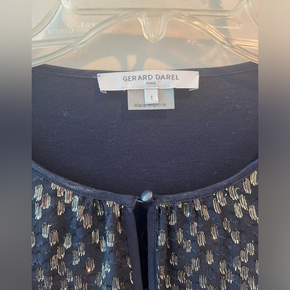 GERARD DAREL Women's Navy and Gold Patterned Top - Picture 3 of 10
